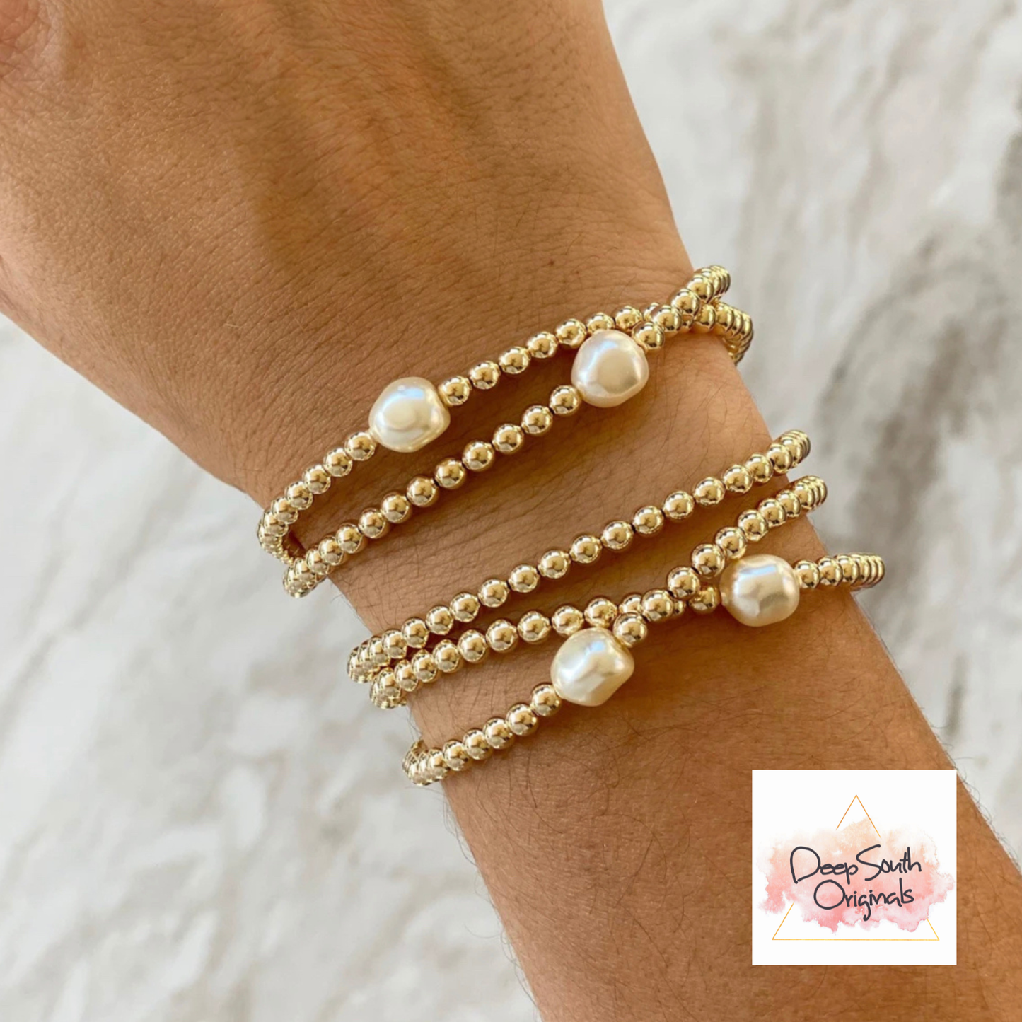Deep South Originals, LLC - Freshwater Pearl and Beaded Bracelet ~ Deep South Originals