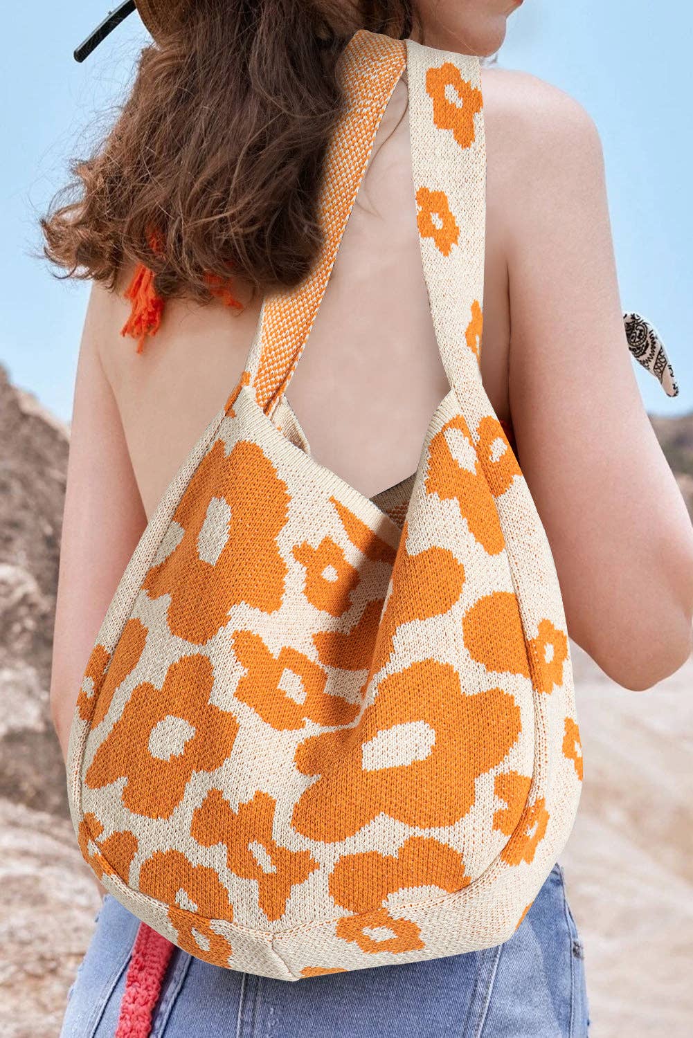 Lovesoft - Flower Knitted Large Single Shoulder Bag