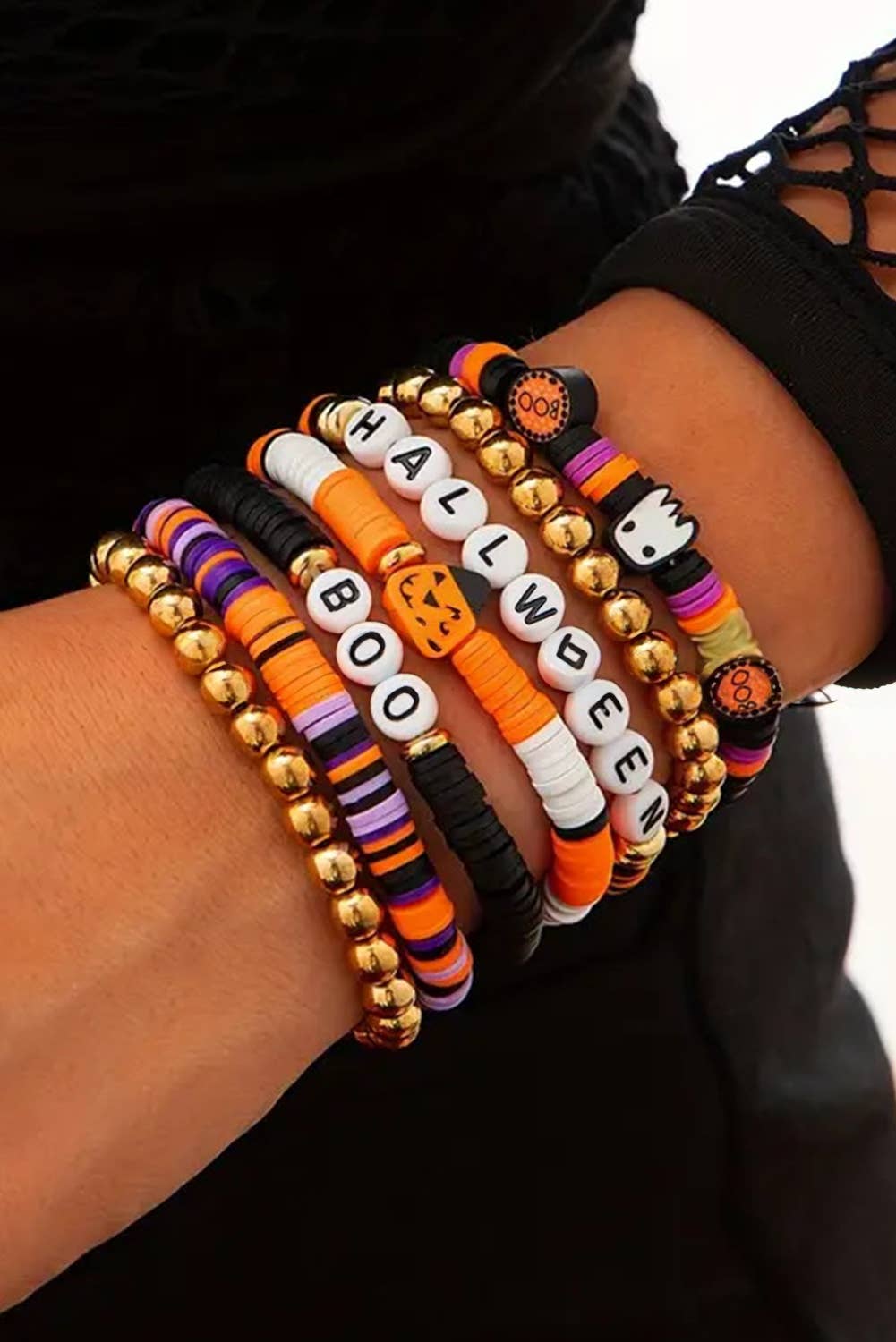 Aapparella - BOO Halloween Beaded Graphic Bracelet Set | 7pcs