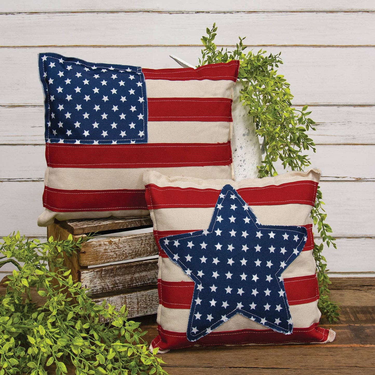 The Hearthside Collection - Patriotic Star & Stripes Fabric Pillow
