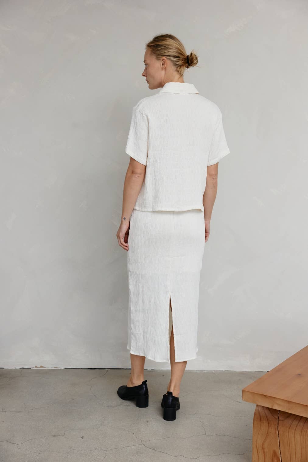 MOD REF - The Miranda Skirt | Textured Midi Skirt with Back Slit
