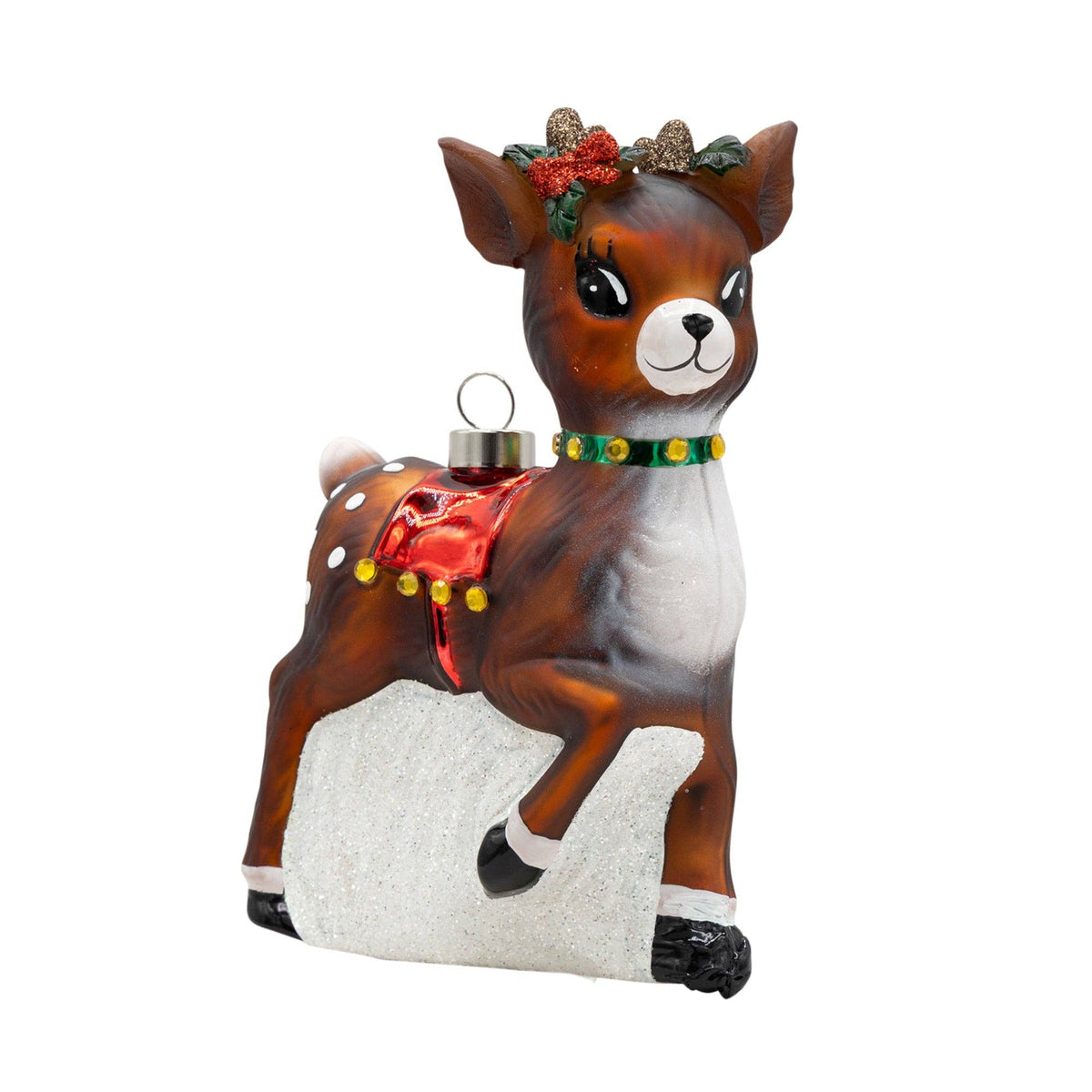 kat + annie - Holiday Glass Ornament – Vintage Reindeer Ornament