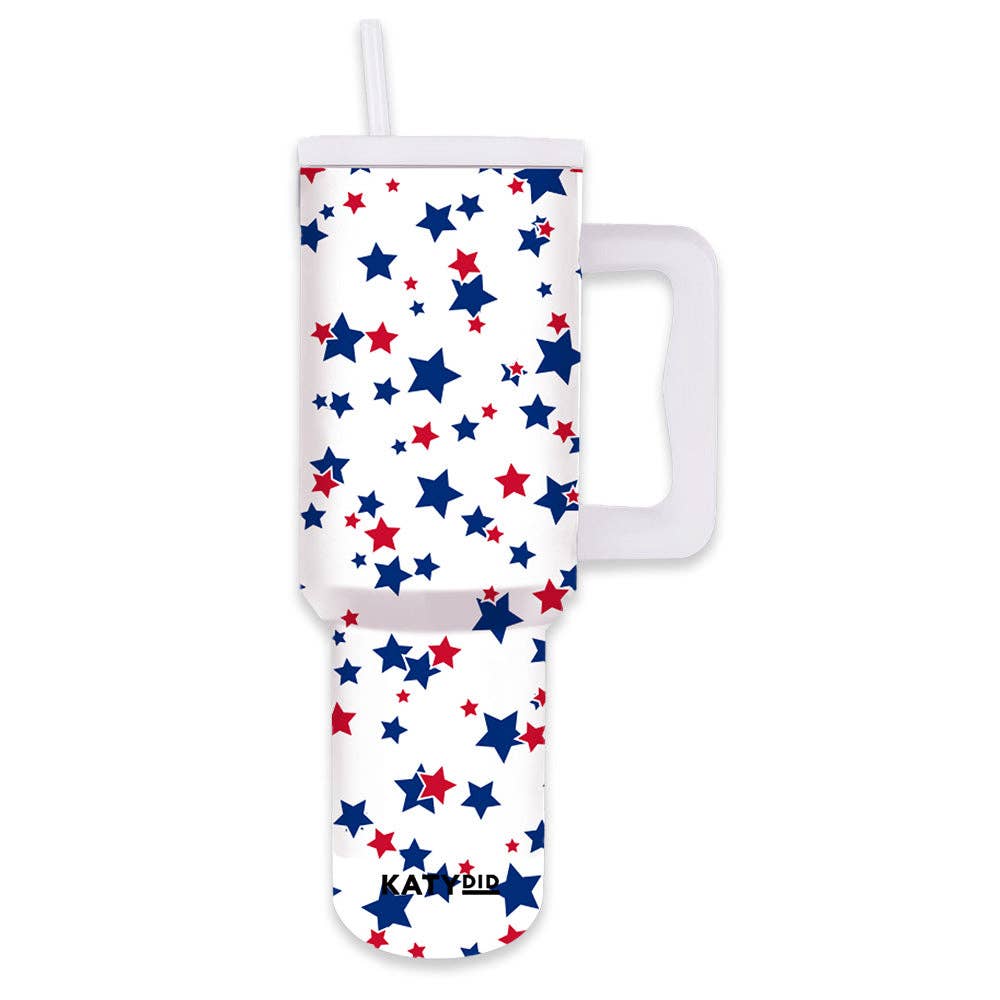 Katydid - Red, White, Blue STAR 38 Oz Tumbler w/ Handle