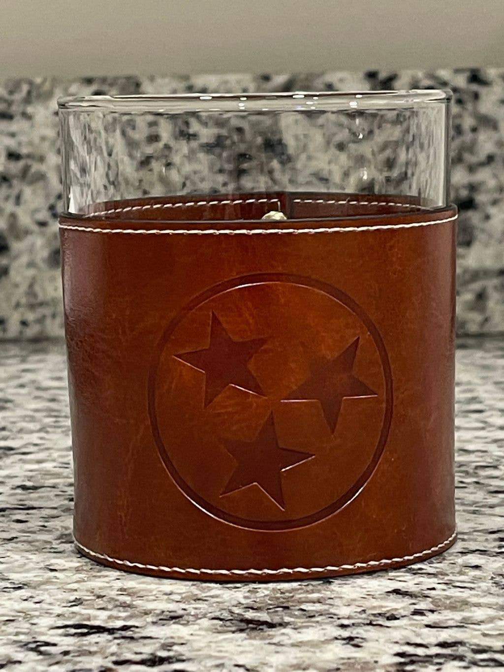 Barrel Down South - Tennessee Tri-Star Faux Leather Rocks Glass