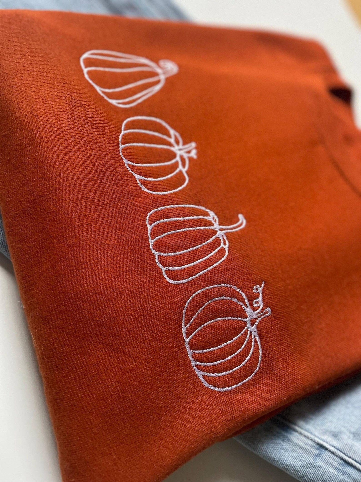 Up2ournecksinfabric - Embroidered Four Pumpkin Sweatshirt