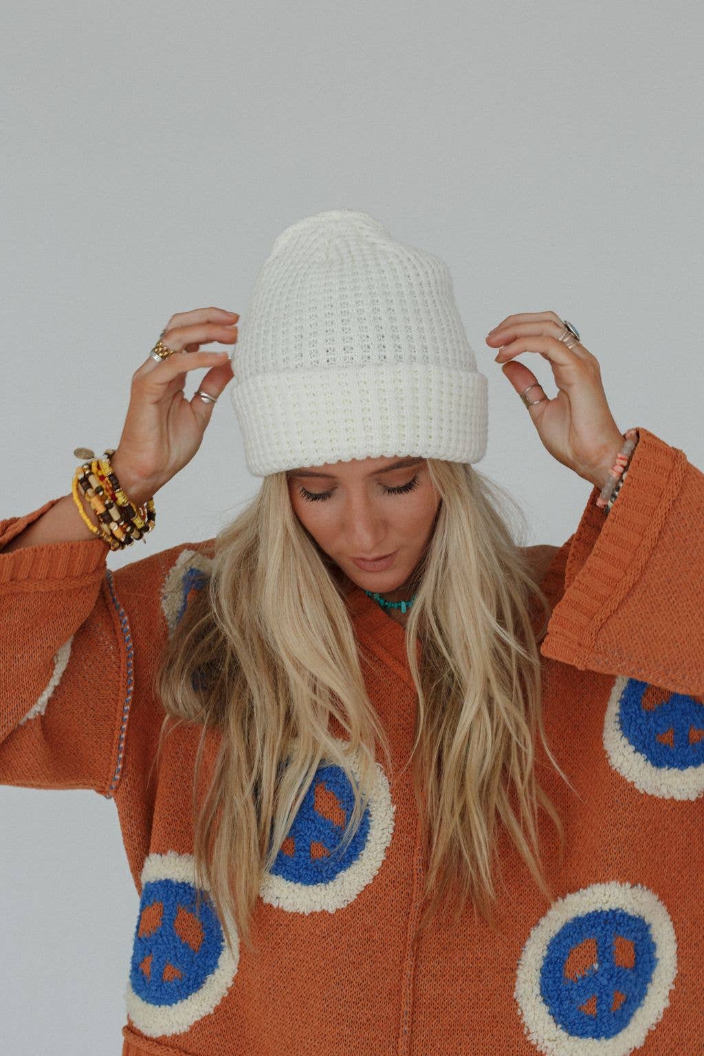 Three Bird Nest - Maybelle Waffle Beanie - Ivory