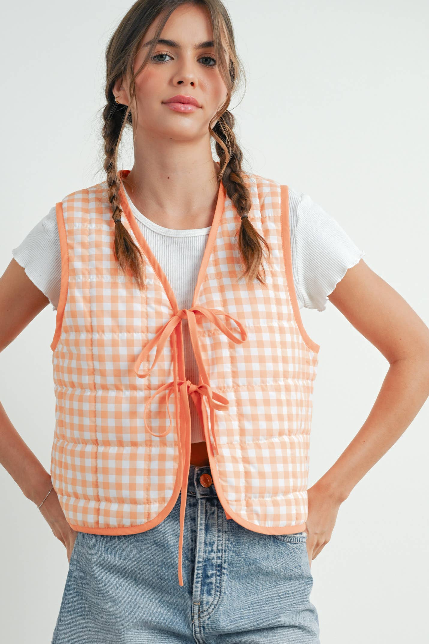 BUTTERMELON - Ribbed Front Quilted Vest - BMJ7635