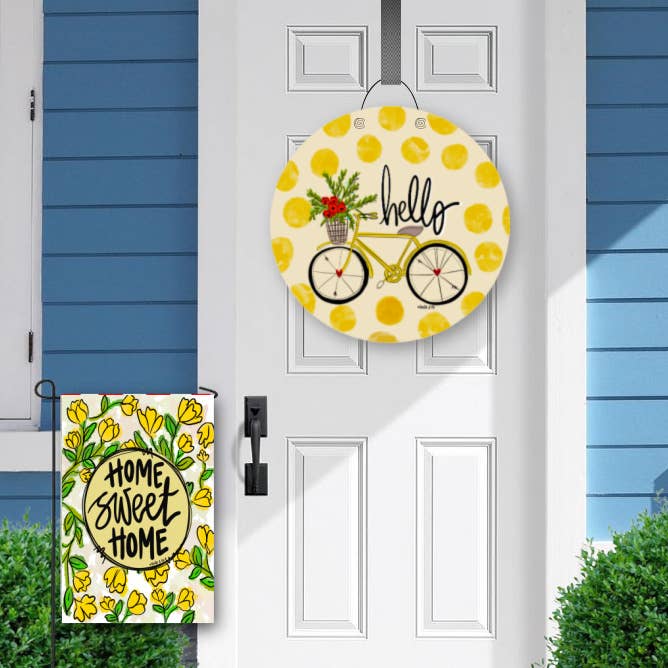 Baxter & Me - Hello Yellow Bike Door Hanger
