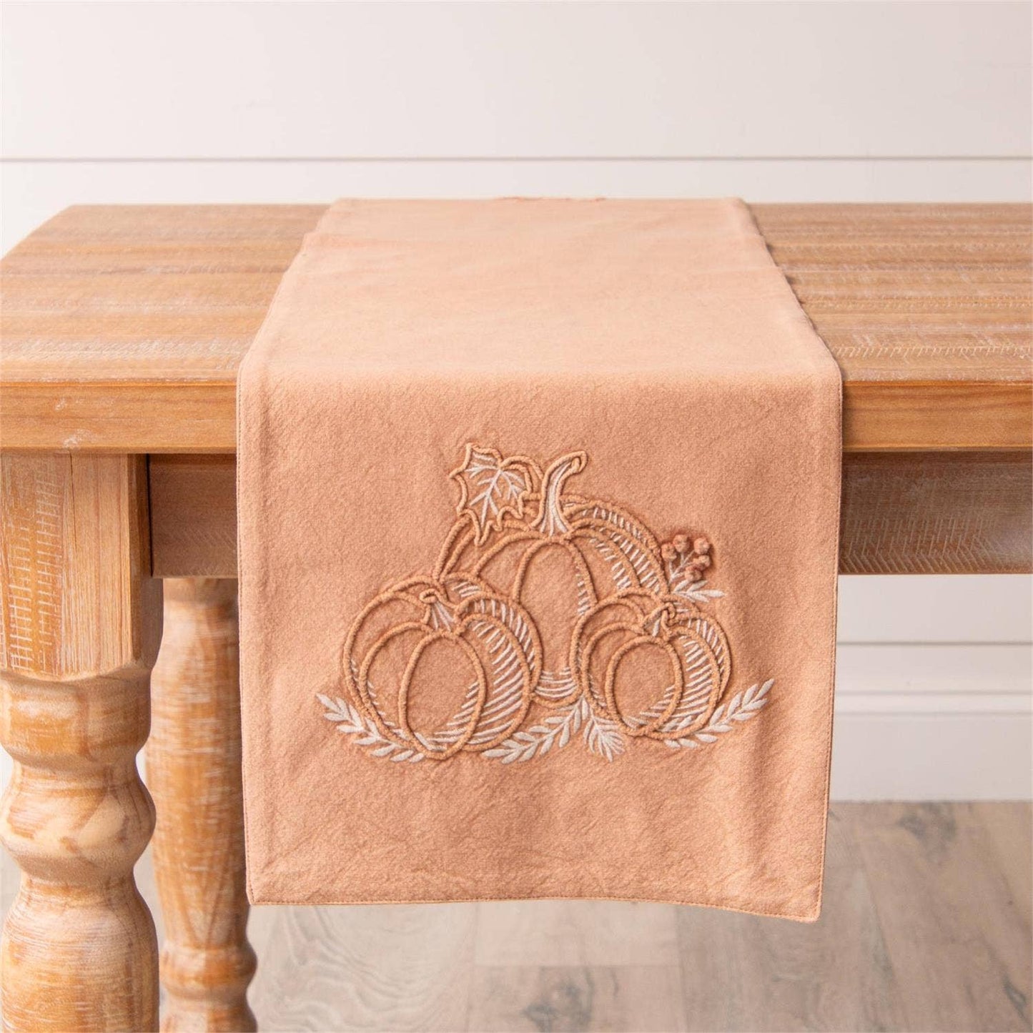 Audrey's Home & Gift - Table Runner - Stonewash With Pumpkin Embroidery (PC)