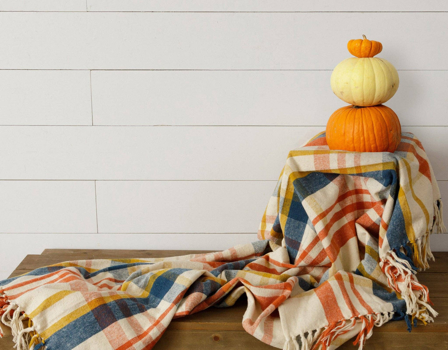 Audrey's Home & Gift - Brushed Cotton Flannel Throw - Navy, Rust, Mustard (PC)