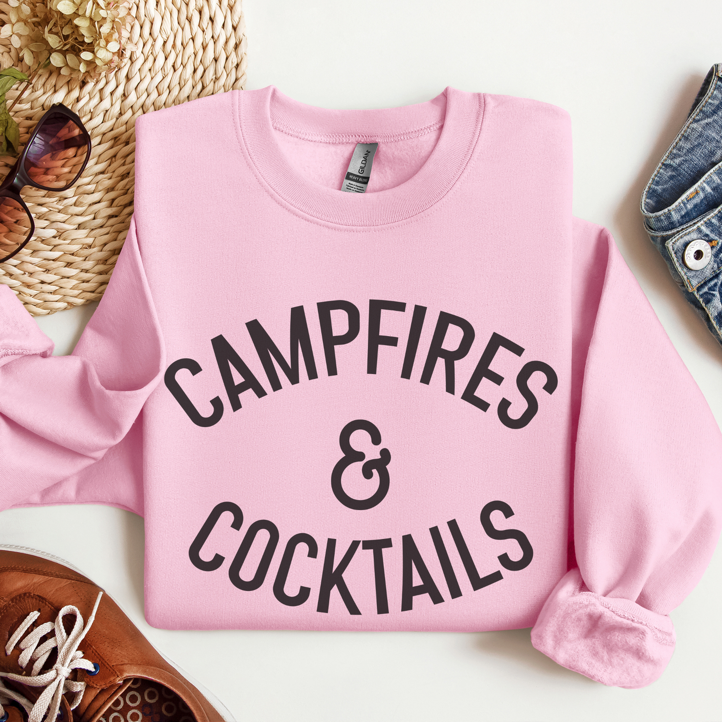 Trendznmore - Campfires and Cocktails Crewneck Sweatshirt