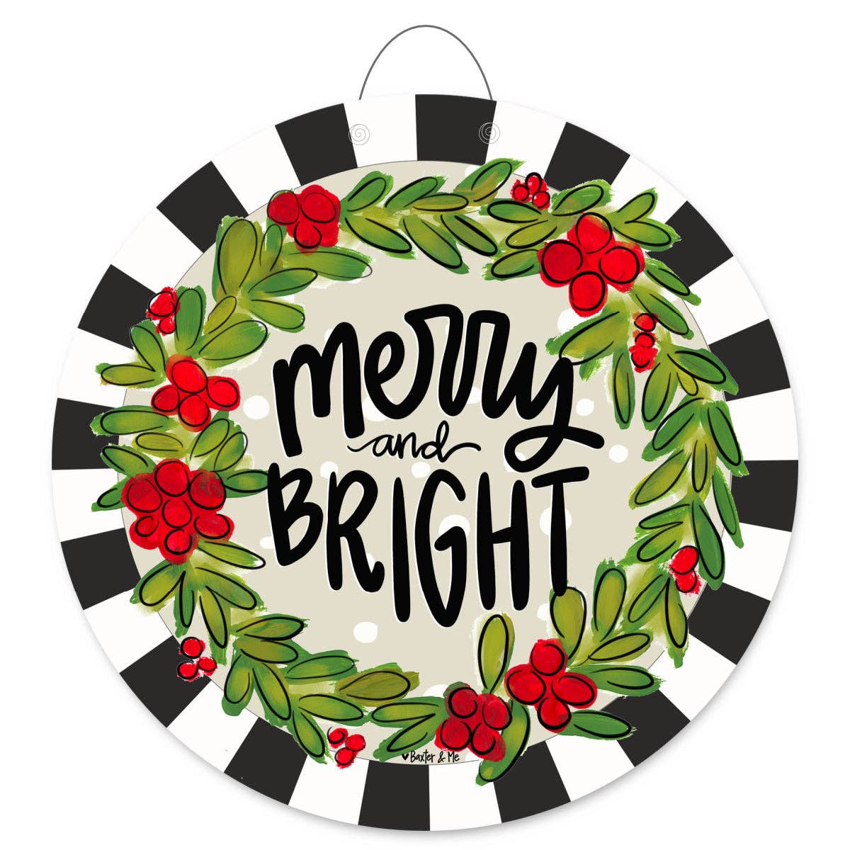 Baxter & Me - Merry & Bright Wreath Door Hanger