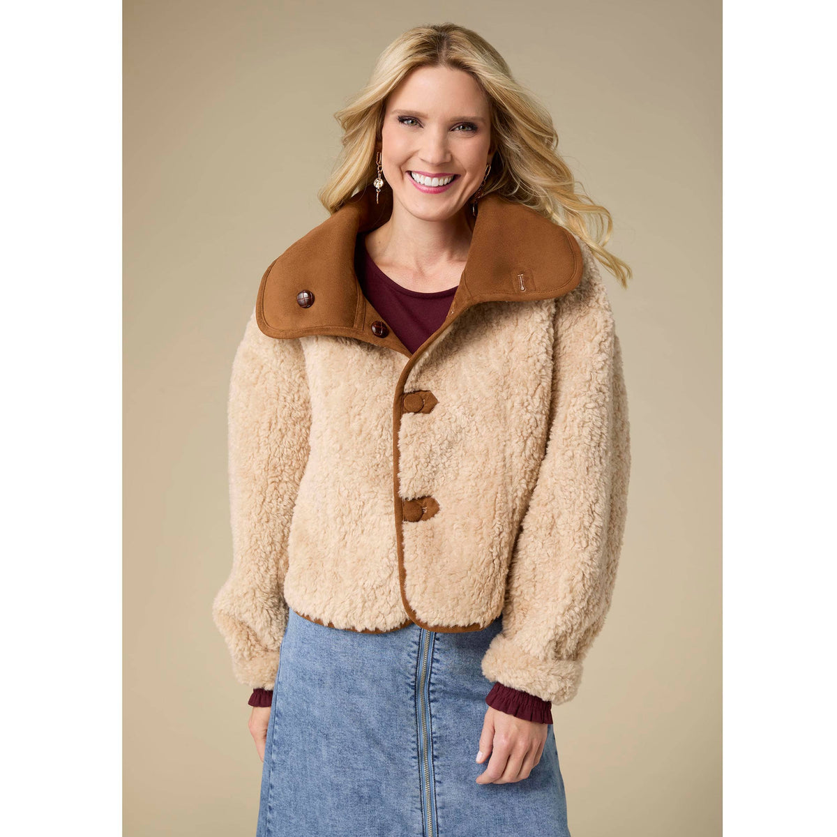 COCO + CARMEN - Harbor Reversible Curly Faux Lamb and Suede Jacket-Fall