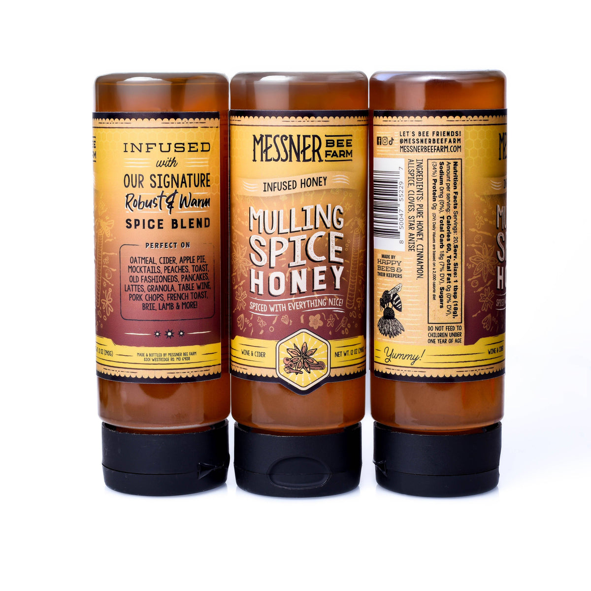Messner Bee Farm - Mulling Spice Infused Honey / Robust and Warm / 12oz