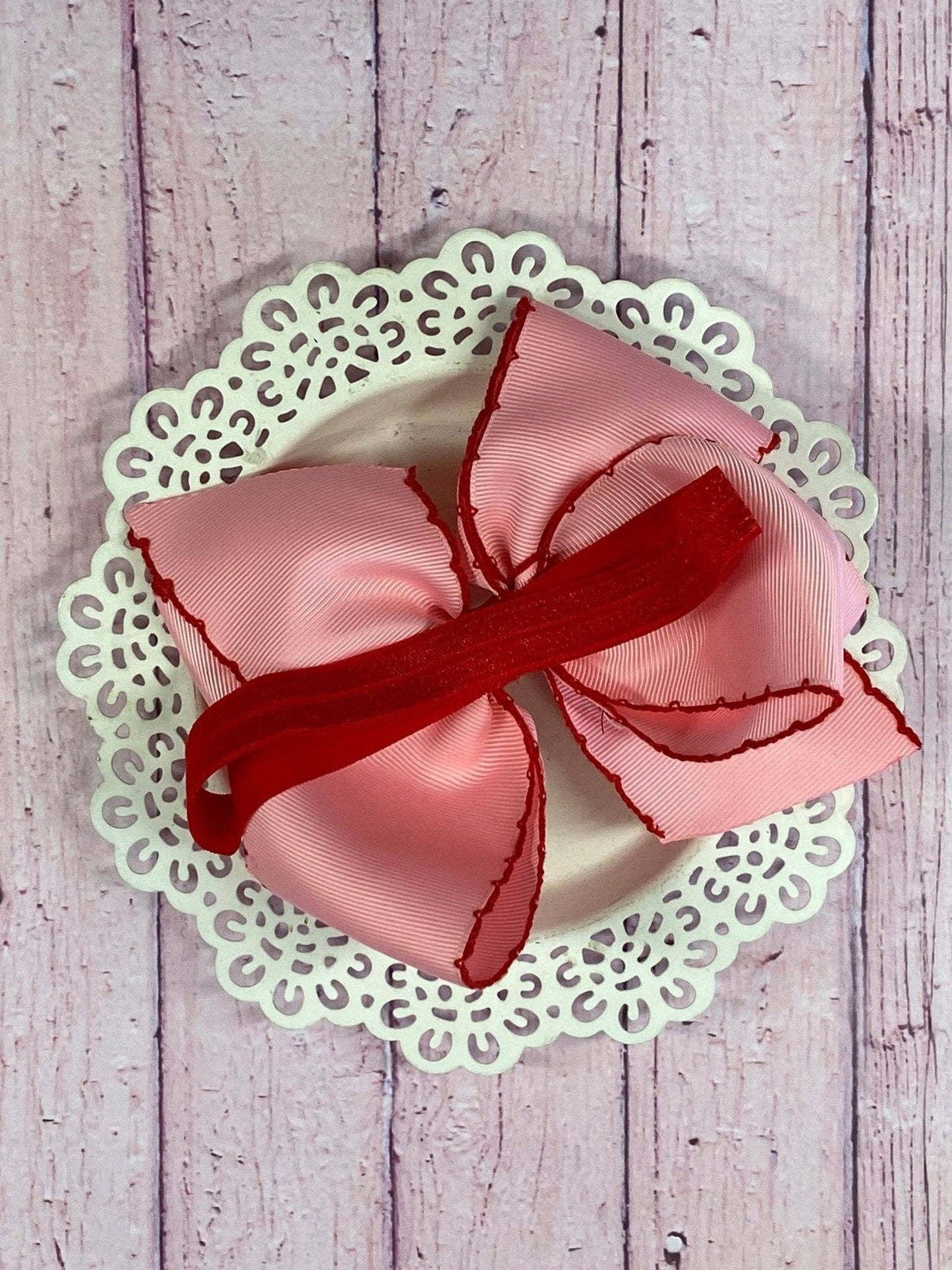 The Hair Bow Company - Strawberry Embroidered Moonstitch Hair Bow | Clip or Headband