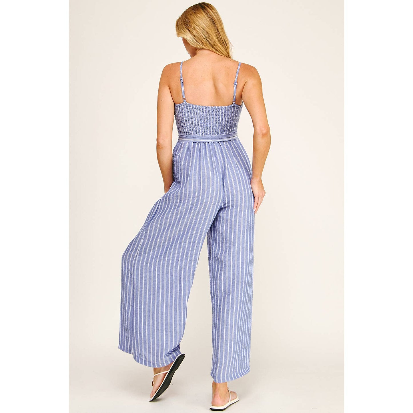 Winslow Collection - COASTAL STRIPE SMOCKED WIDE LEG JUMPSUIT