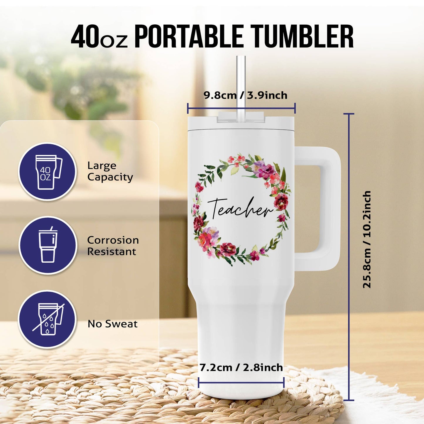 3dRose - 3dRose, Image of quote Teacher , Tumbler