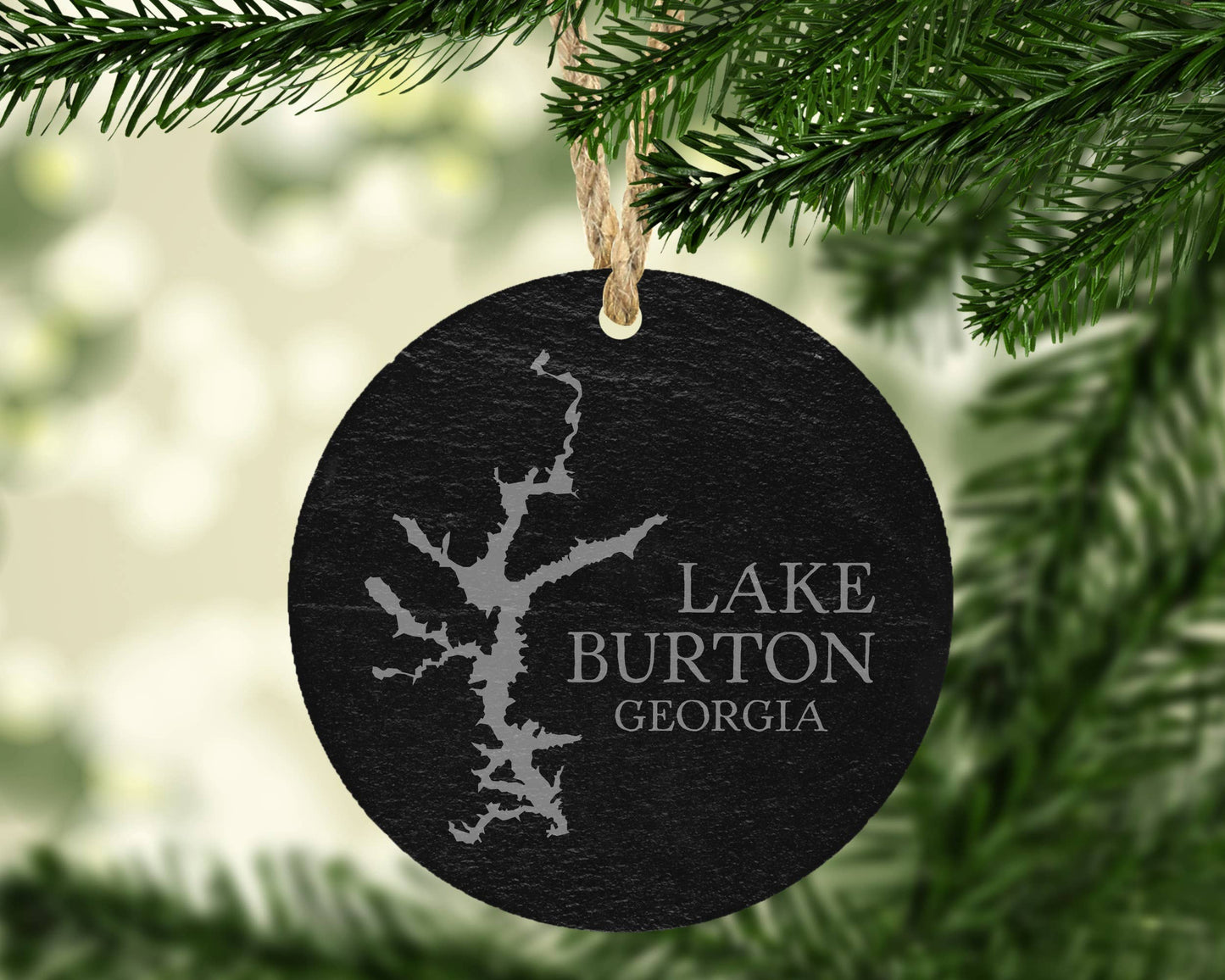 The Lillie Pad - Custom Lake Map Slate Christmas Ornament - Lake Gift