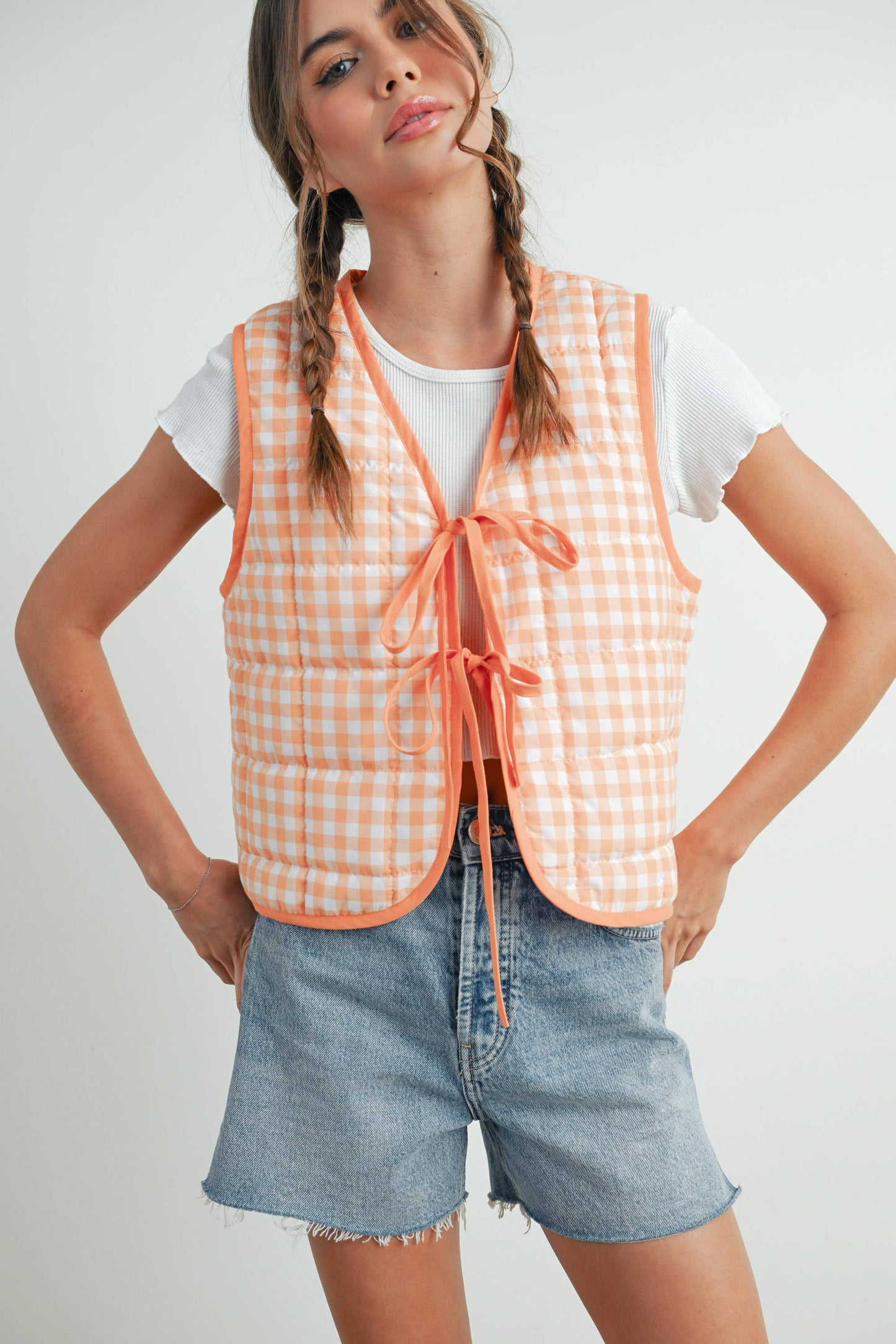 BUTTERMELON - Ribbed Front Quilted Vest - BMJ7635