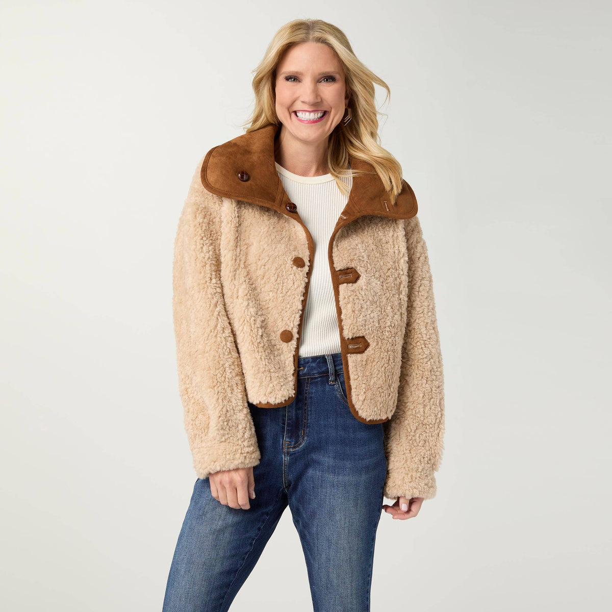 COCO + CARMEN - Harbor Reversible Curly Faux Lamb and Suede Jacket-Fall