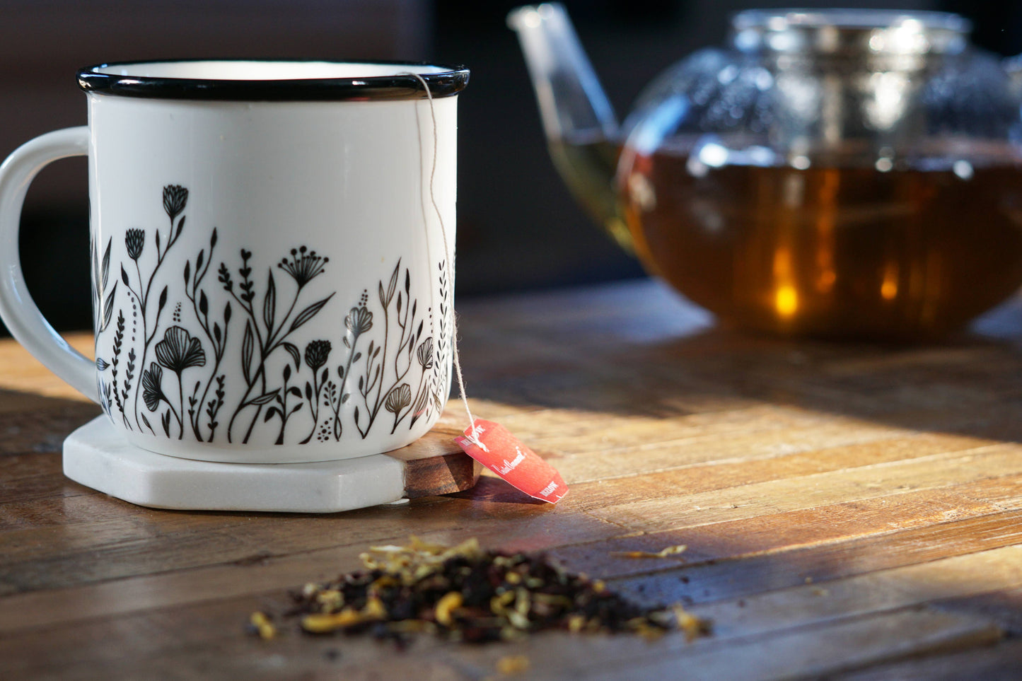 Artsy Em - Black and White Flowery Mug