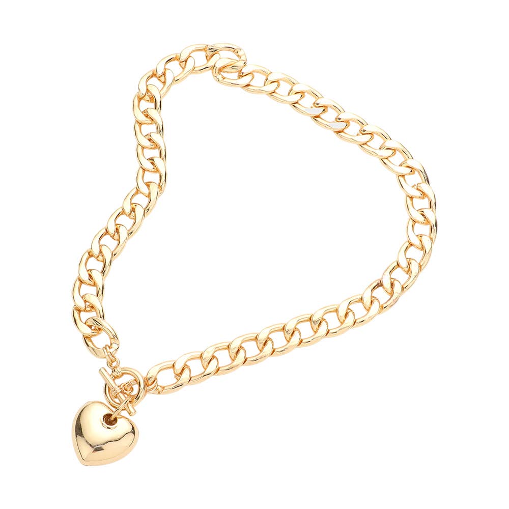 Sensibling Corp. - Metal heart charm toggle necklace