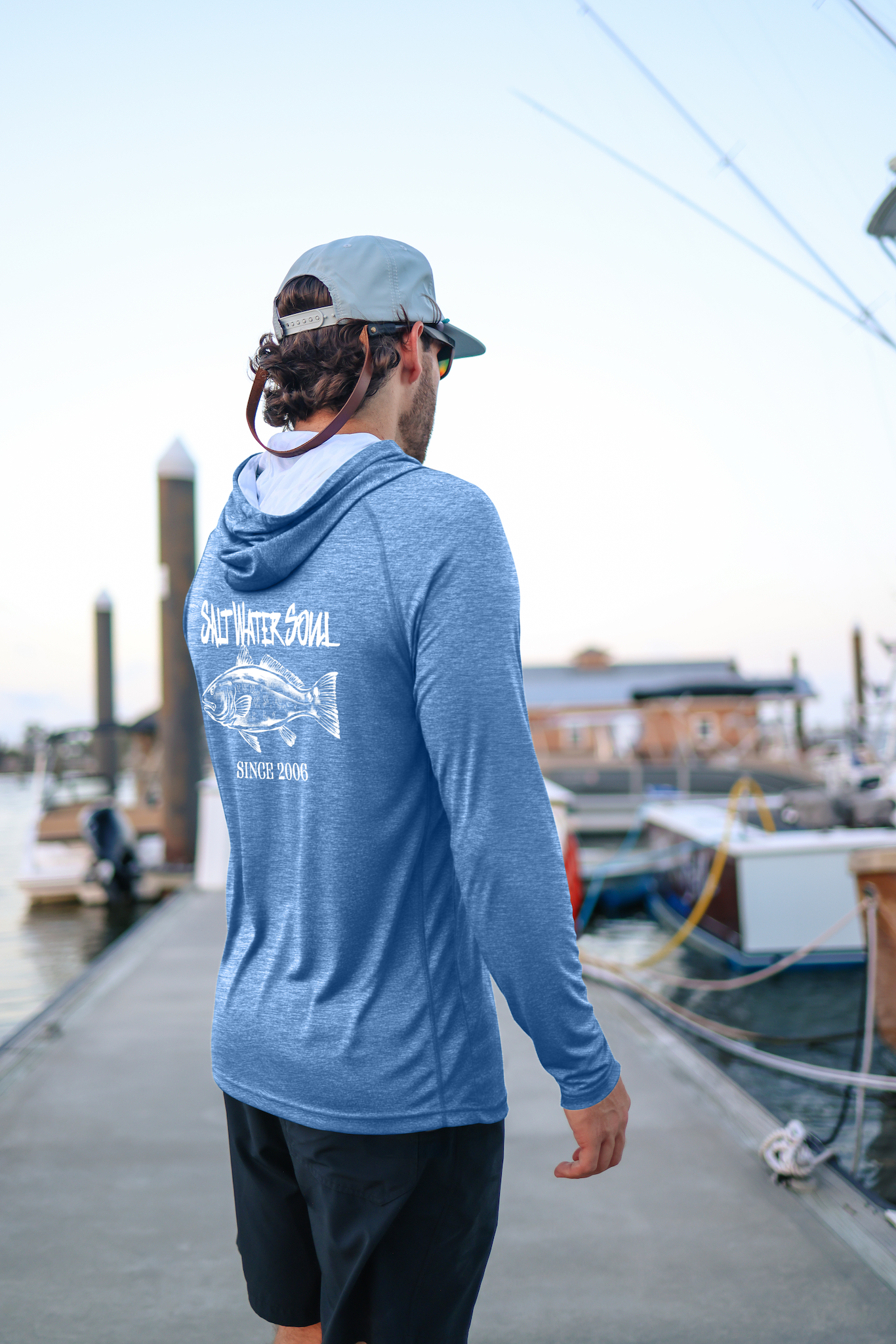 SALT WATER SOUL - Light Blue - Redfish Classic Performance Hoodie