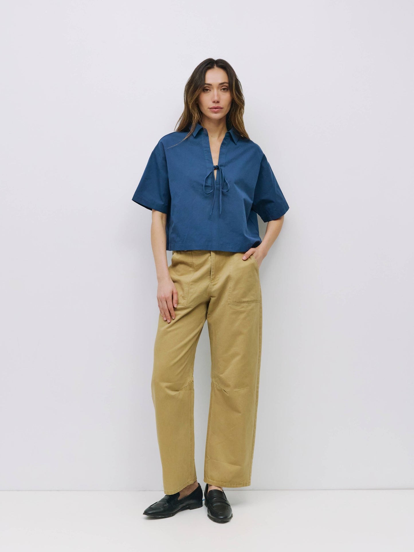 MOD REF - The Dawson Top | Front Tie Poplin Blouse