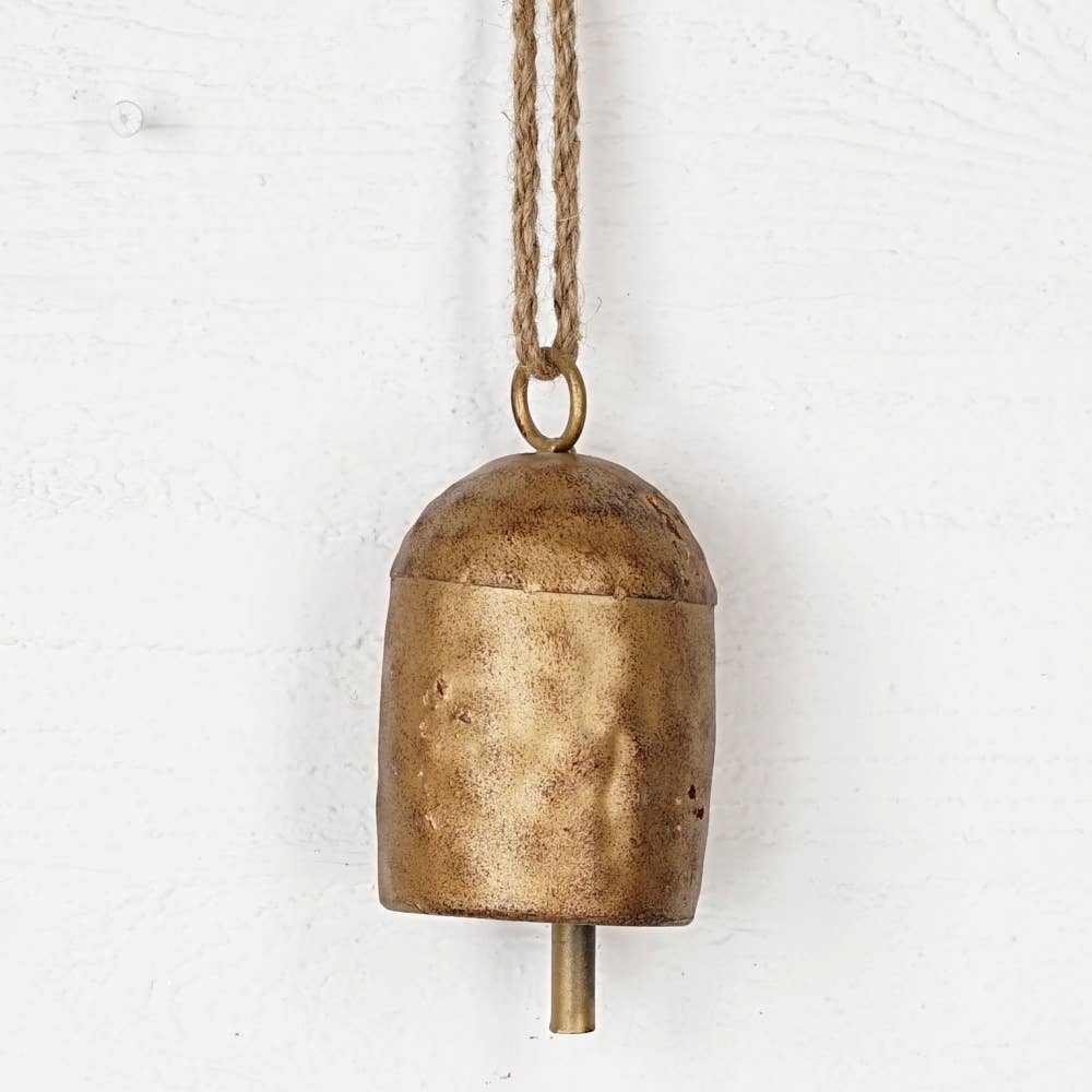 Impressive Enterprises, Inc. - M32500-Vintage Gold oval shape cow bell w. loop (6inL)