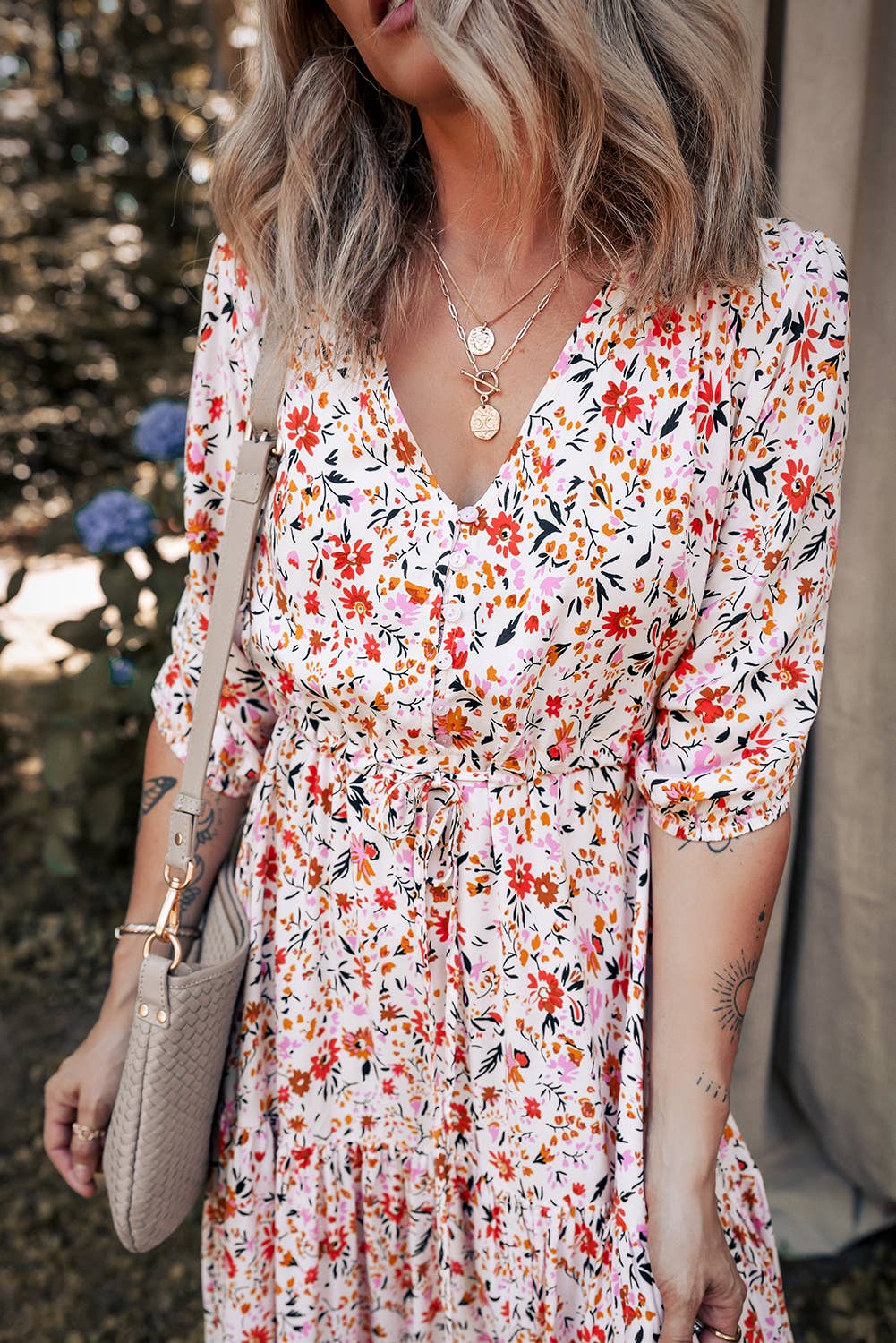 Aapparella - Boho Half Sleeve Floral V Neck Maxi Dress | S-XL