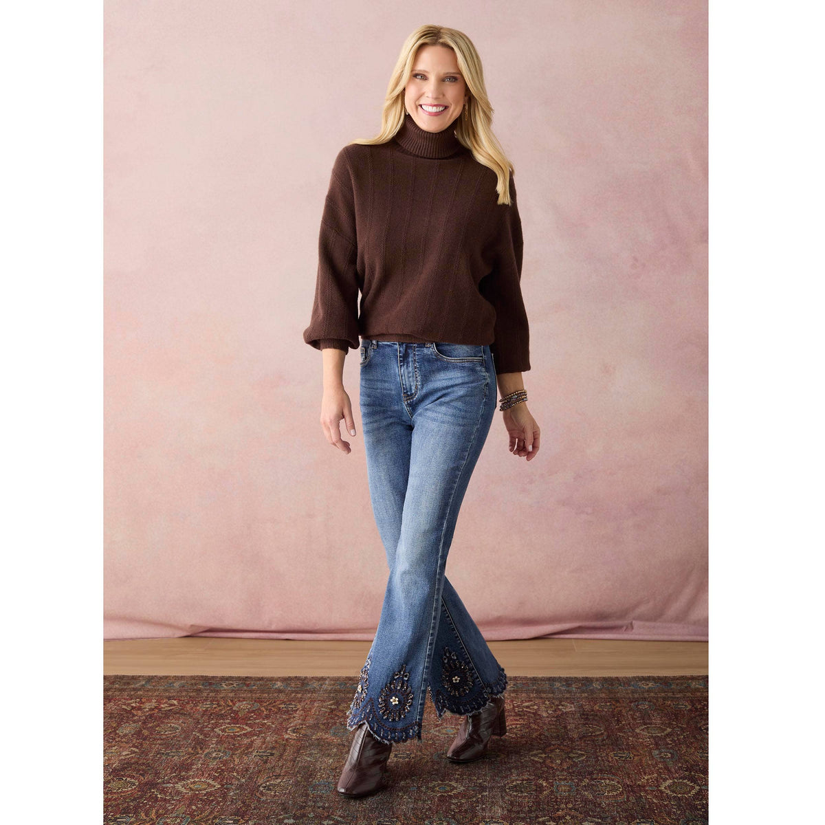 COCO + CARMEN - Heavenly-Luxe Textured Knit Turtleneck Sweater-Fall