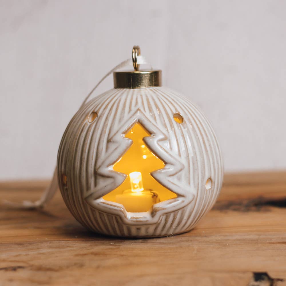 A Cheerful Giver - Tree White Ornament with LED Light — Christmas, Holiday Ornaments