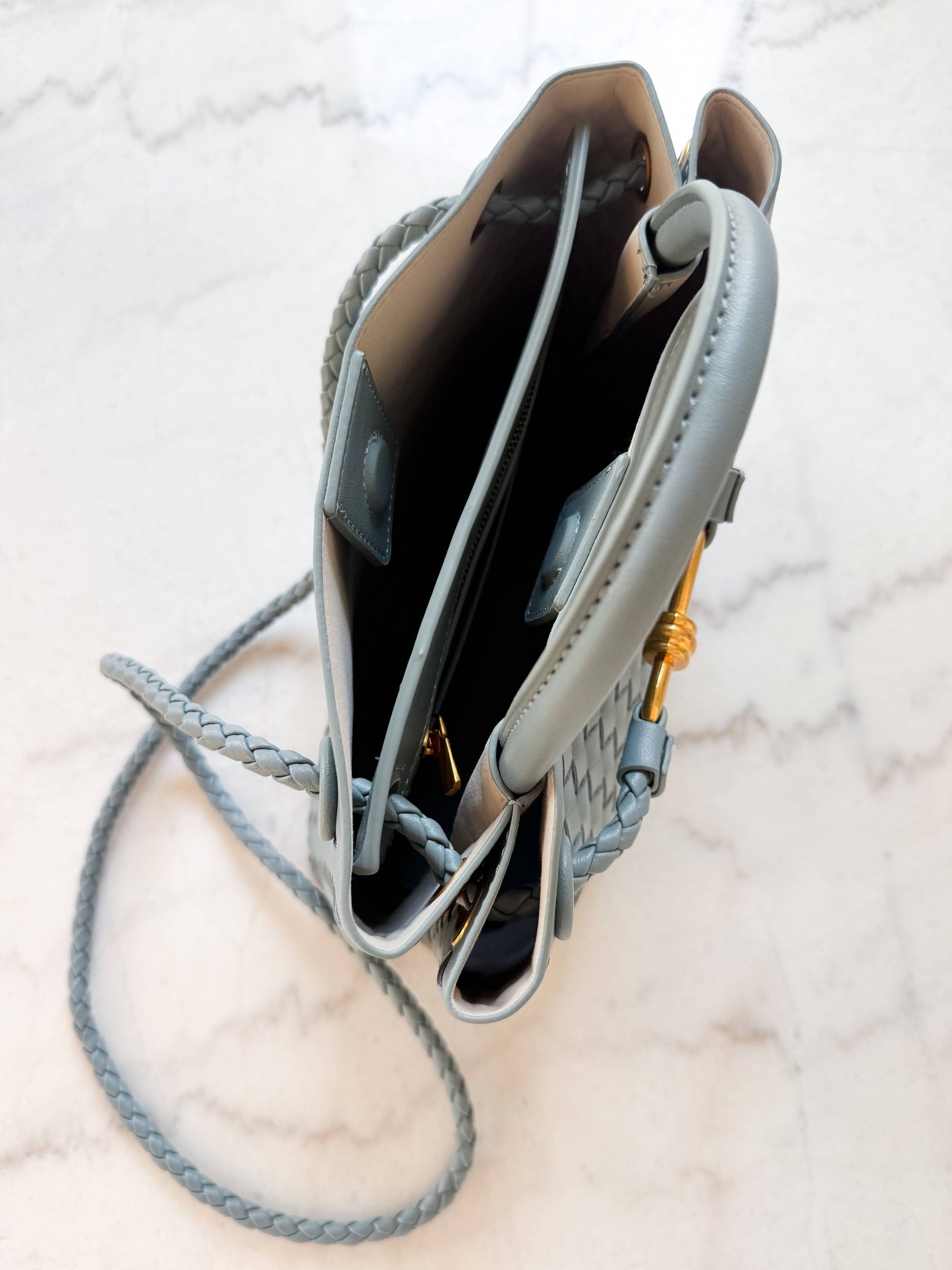 Nash Grey - Katy Soft Blue Woven Faux Leather Bag