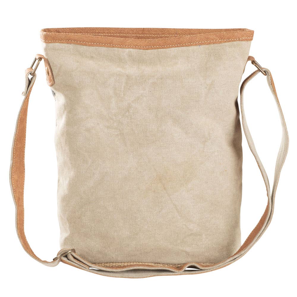 Clea Ray Canvas Bags & Clothing - Blue Canvas With Flowers Crossbody