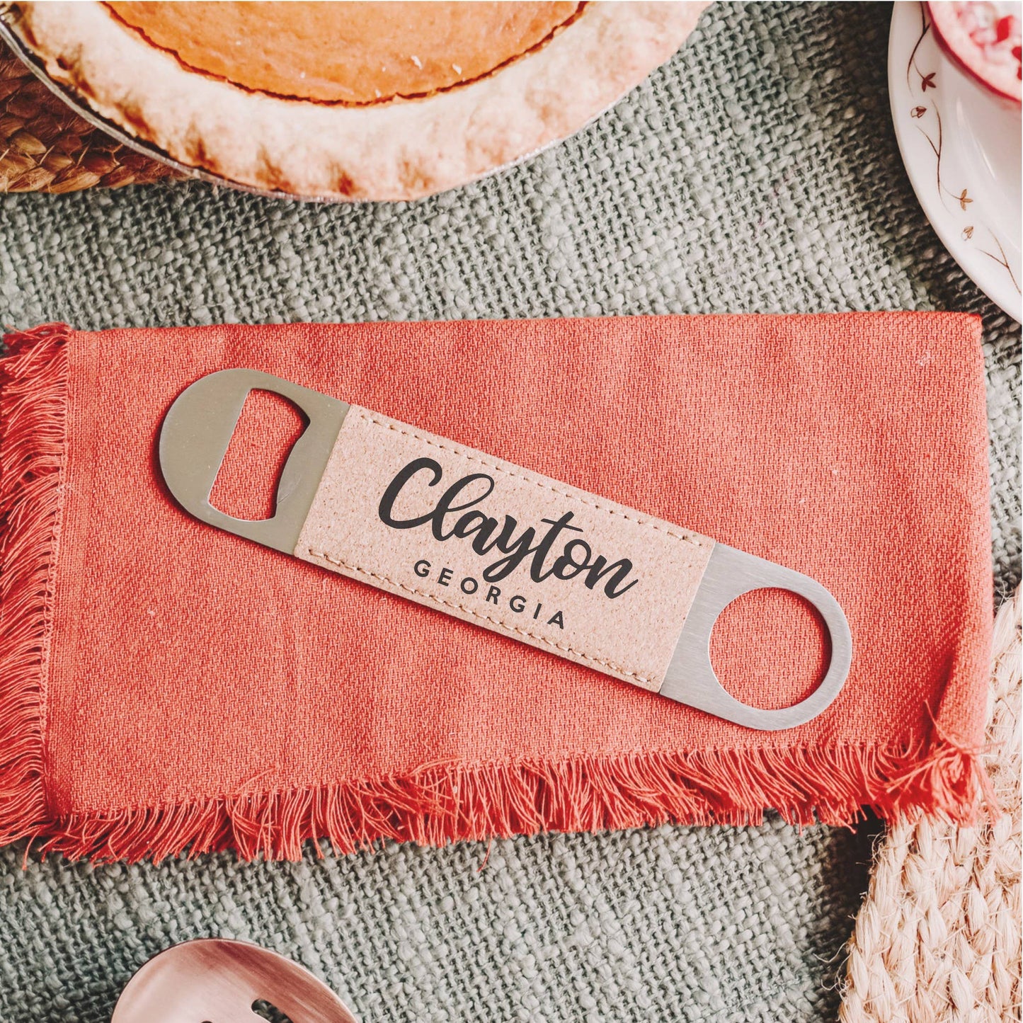 The Lillie Pad - Custom City & State Name Bottle Opener - Leatherette