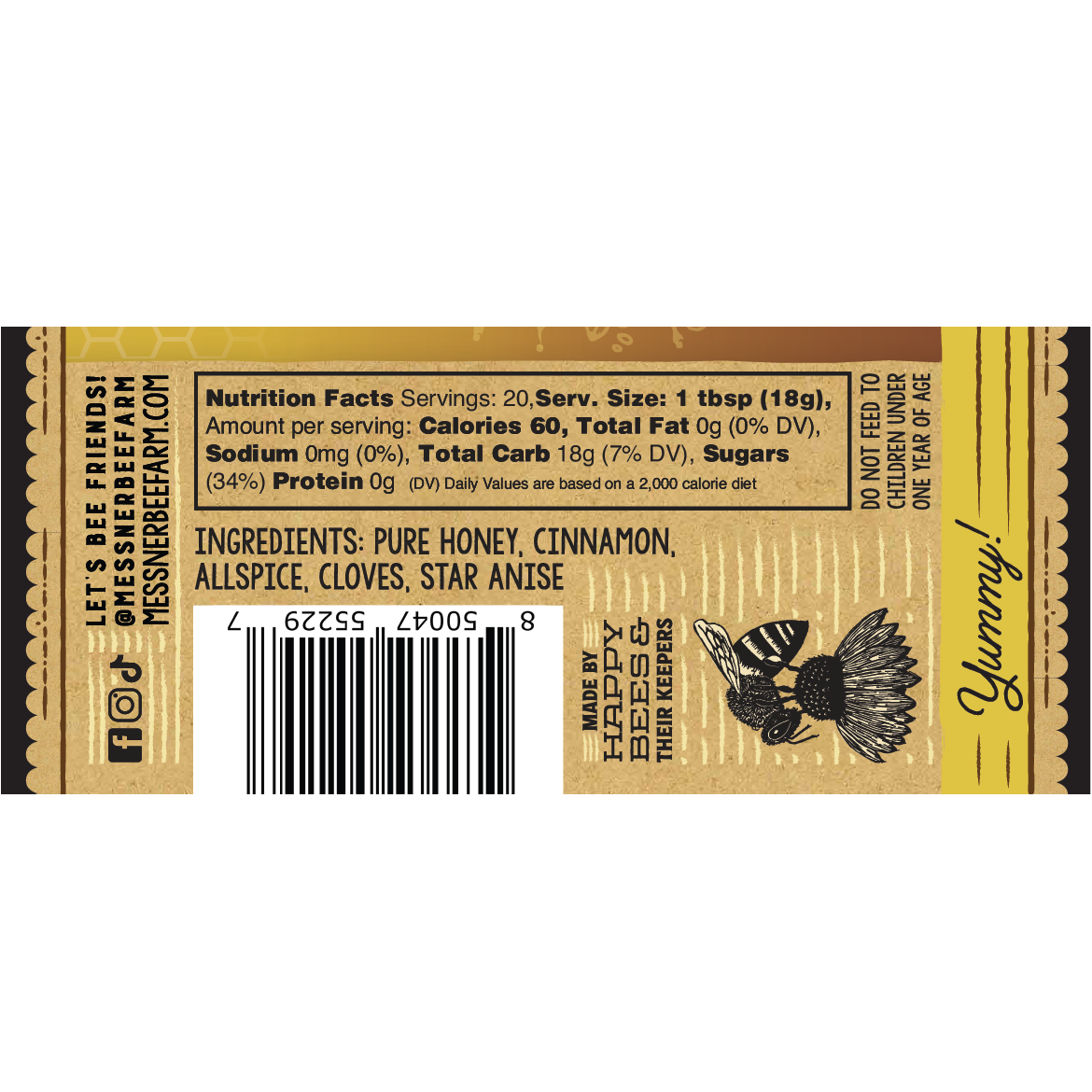 Messner Bee Farm - Mulling Spice Infused Honey / Robust and Warm / 12oz