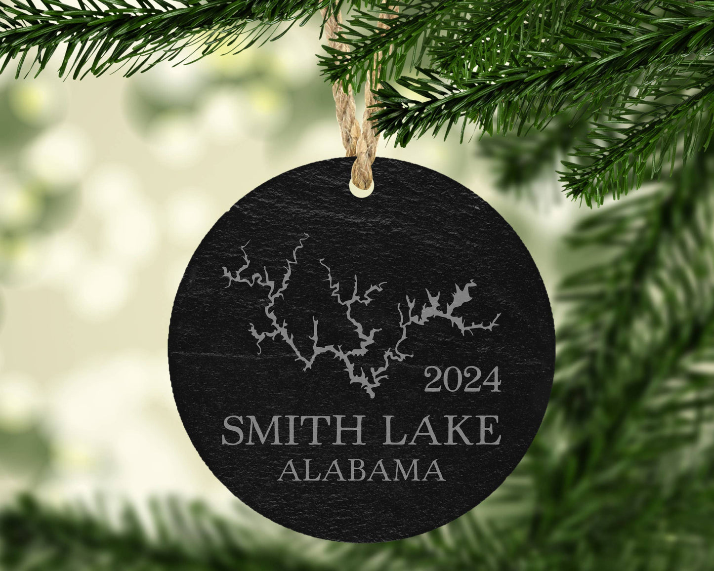 The Lillie Pad - Custom Lake Map Slate Christmas Ornament - Lake Gift