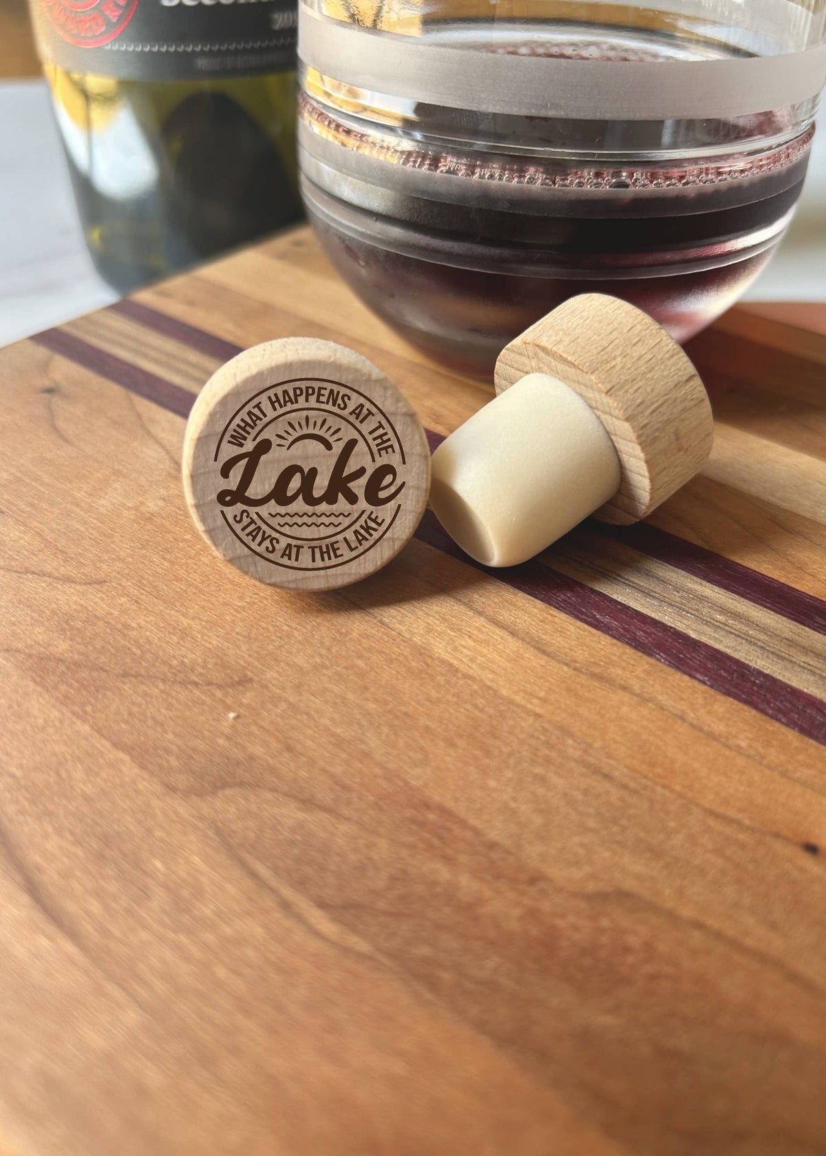 The Lillie Pad - Engraved Lake Wine Bottle Stoppers - Pack of 4 Toppers