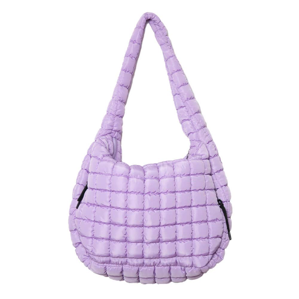 Katydid - Light Purple Oversized Quilted Hobo Tote Bag