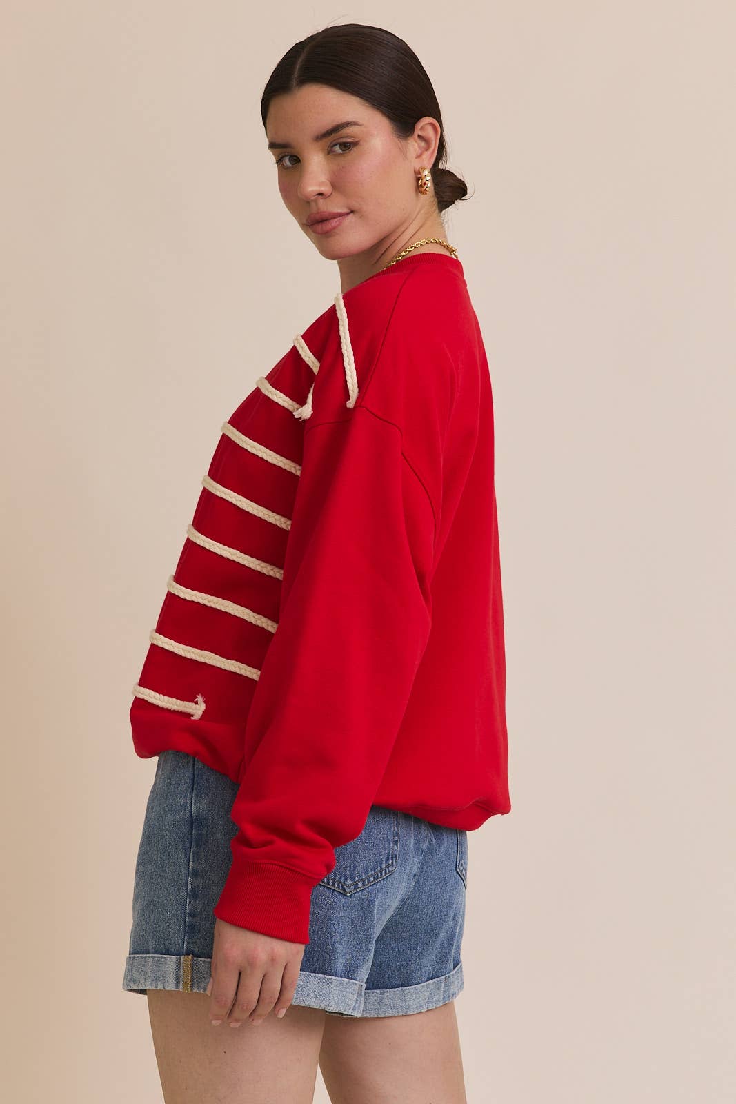 GILLI - CREW NECK LONG SLEEVE "USA FLAG" NOVELTY SWEATSHIRT