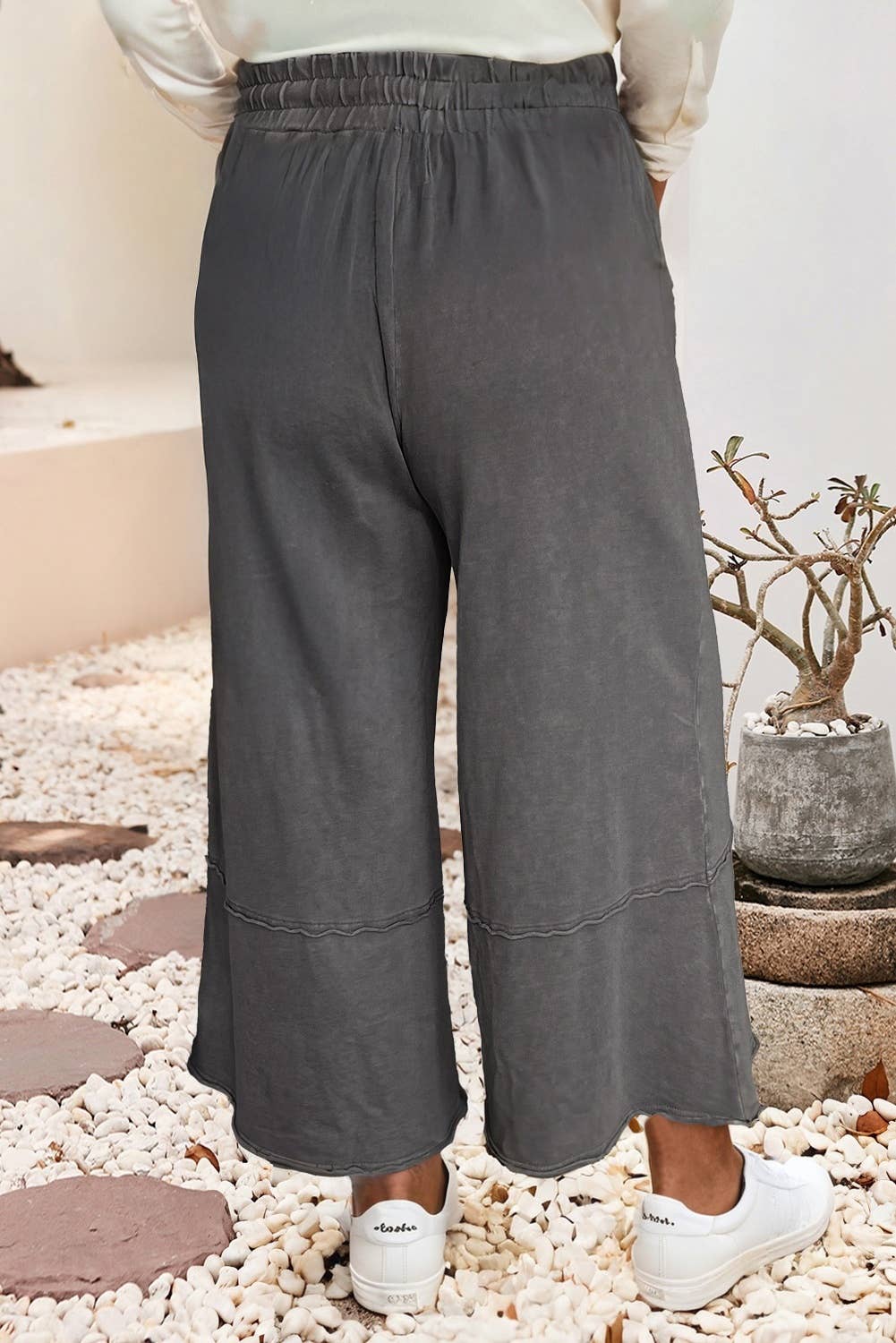 Little Daisy Closet - LDC Floral Patch Mineral Washed Terry Knit Cropped Pants