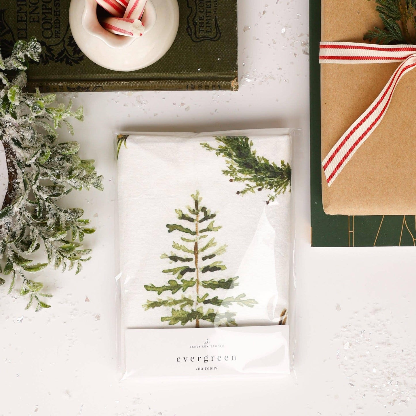 emily lex studio - Evergreen christmas cotton flour sack tea towel