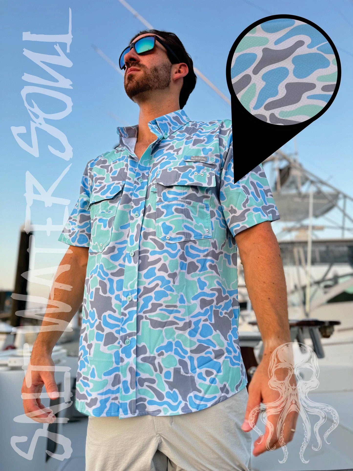 SALT WATER SOUL - Texas Coastal Camo Fishing Shirt