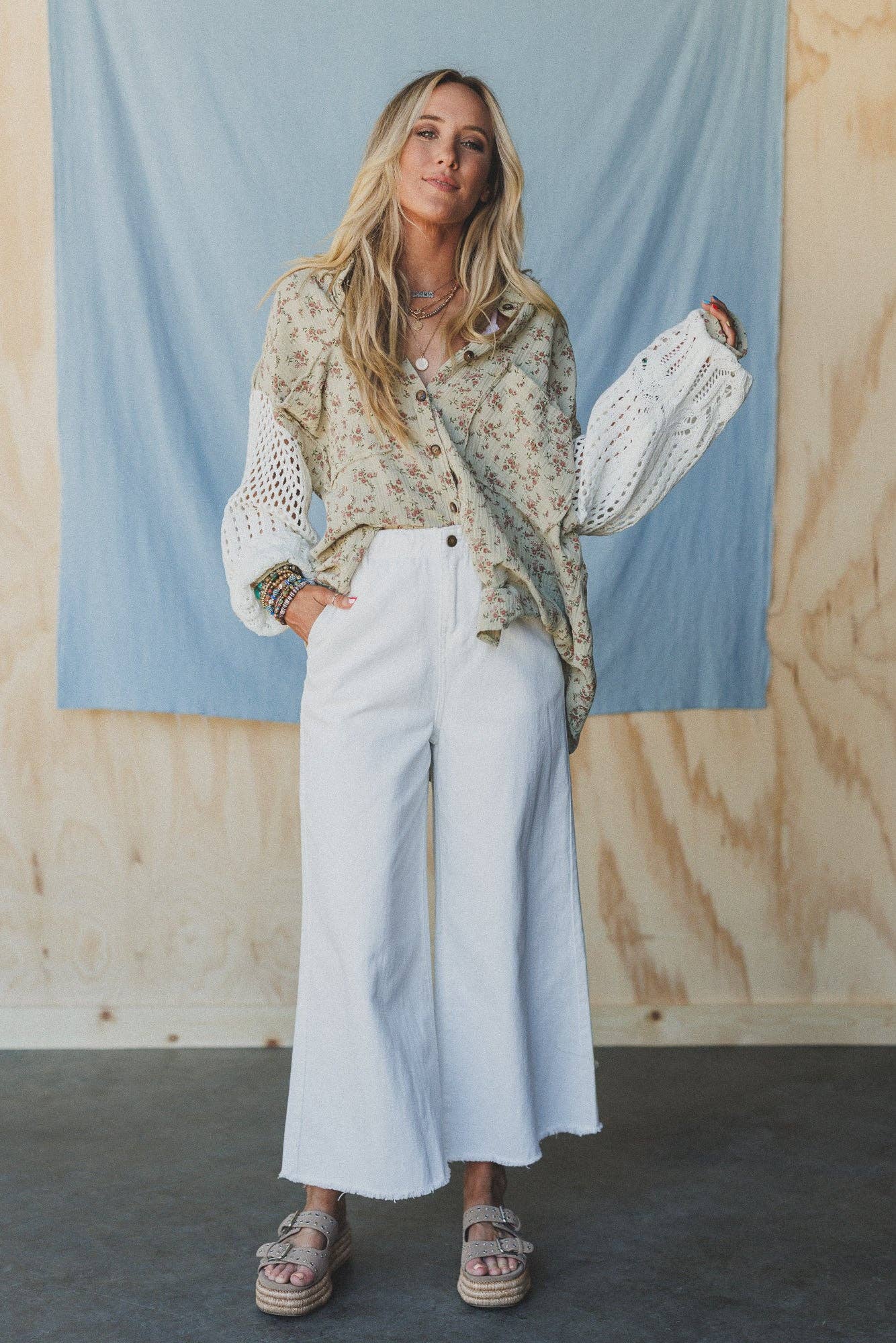 Three Bird Nest - Simply You Wide Leg Jeans - White