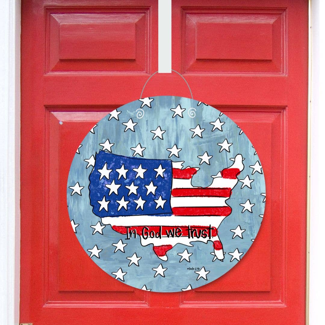 Baxter & Me - In God We Trust USA Door Hanger