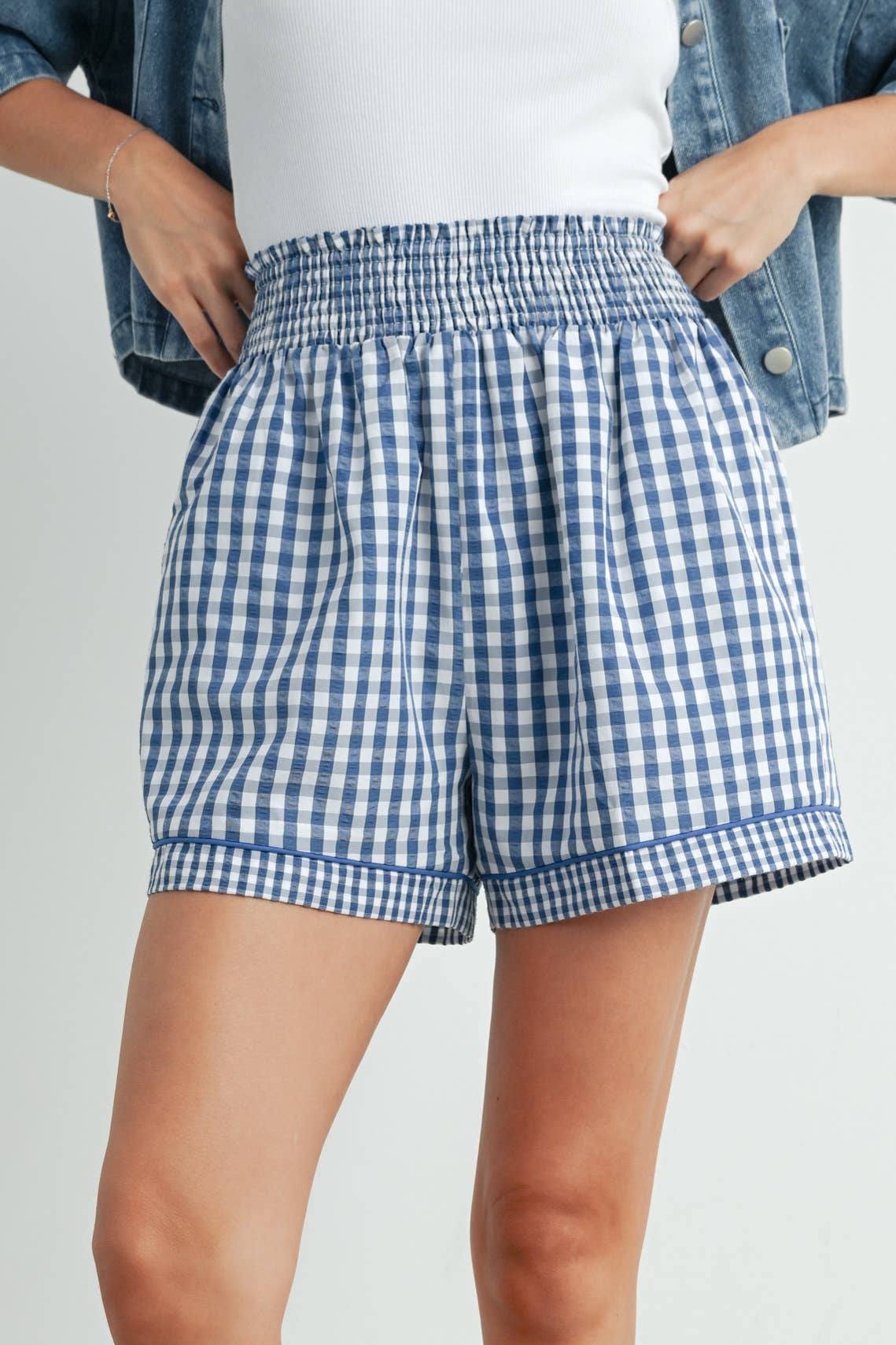 BUTTERMELON - Garterized Gingham Shorts - BMP7658