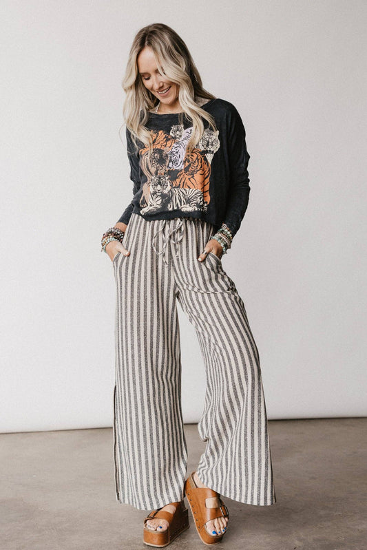 Three Bird Nest - Ibiza Breeze Drawstring Pants - Taupe Black