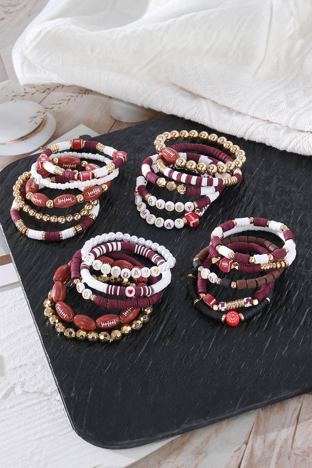Aapparella -  Football Beading Elastic 5pcs Bracelet Set
