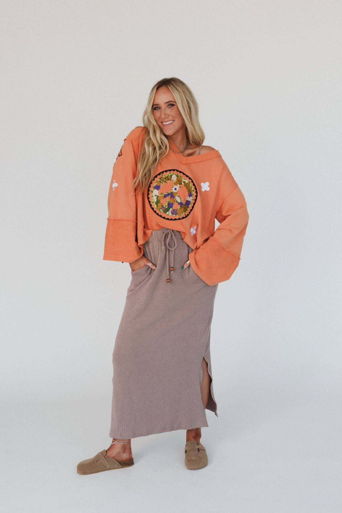 Three Bird Nest - Desert Rose Maxi Skirt - Acorn