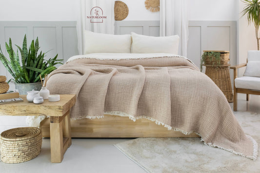 Naturloom - 6 Layer Organic GOTS Certified Muslin Quilt - Natural Comfort, Breathable & Cozy Year Round